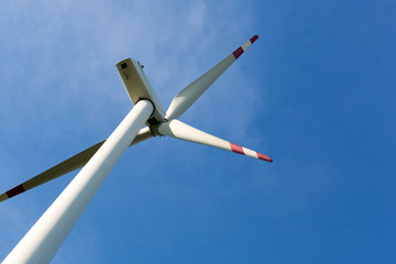 Windmills with beautiful blue sky, ecology 
