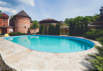Luxury swimming pool near the hotel
