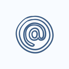 At sign sketch icon.