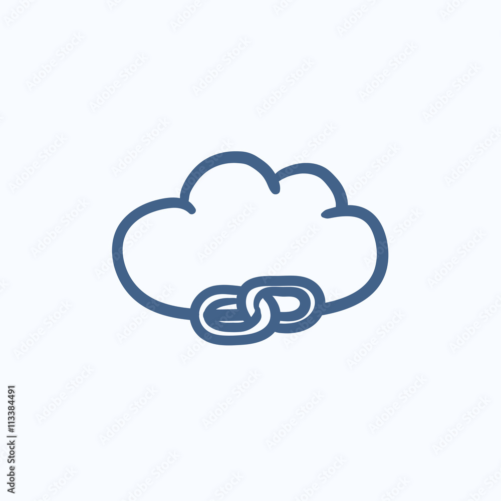 Poster cloud computing sketch icon.