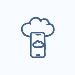 Cloud computing sketch icon.