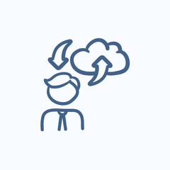 Cloud computing sketch icon.