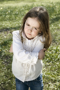 Little girl sulking