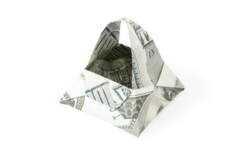 Basket origami made of dollars