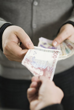 Man accepting money