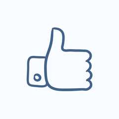 Fototapeta premium Thumbs up sketch icon.
