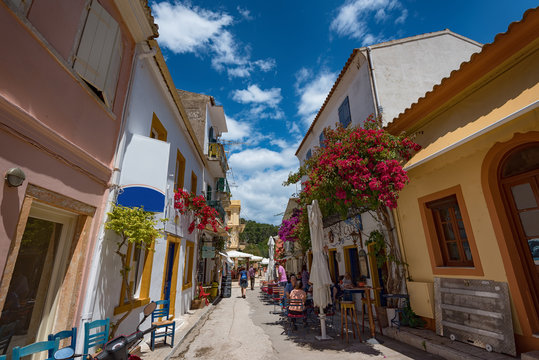 Along the narrow streets of Paxos island, Ionian Sea, Greece