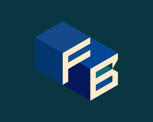 FB isometric 3D letter logo. three-dimensional stock vector alphabet font typography design.