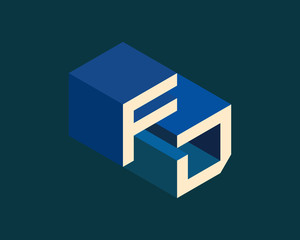 FD isometric 3D letter logo. three-dimensional stock vector alphabet font typography design.