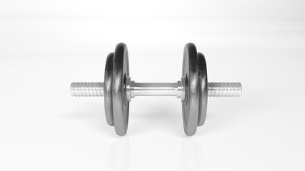 Weights, adjustable dumbbell, gym equipment isolated on white, front view