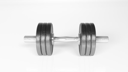 Fototapeta na wymiar Weights, adjustable dumbbell, sports equipment on white background, front view