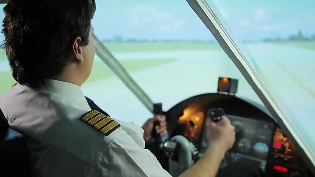 Successful takeoff from runway, pilot navigating aircraft, career in aviation