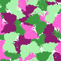 Butterfly colored seamless vector pattern