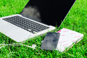 Relaxing with music and bible outside