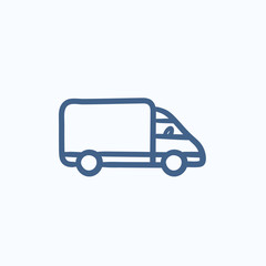 Fototapeta premium Delivery truck sketch icon.