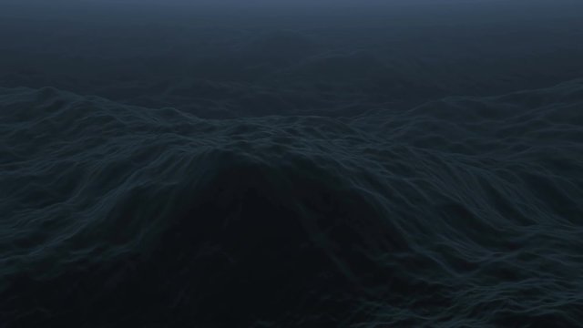 Water FX0327: Dark ocean waves undulate and flow (Loop).