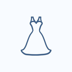 Wedding dress sketch icon.