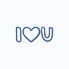 Abbreviation i love you sketch icon.