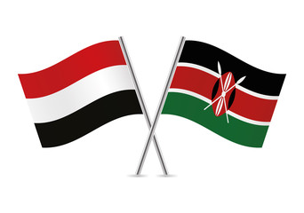 Yemeni and Kenyan flags. Vector illustration.