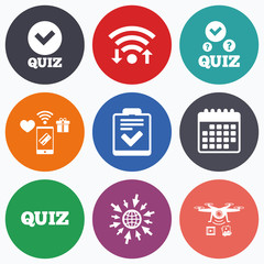 Quiz icons. Checklist with check mark symbol.
