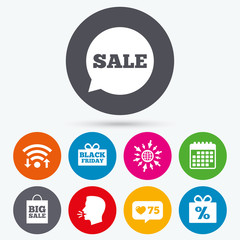Sale speech bubble icon. Black friday symbol