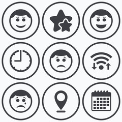 Obraz premium Circle smile face icons. Happy, sad, cry.