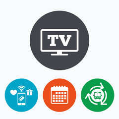 Widescreen TV sign icon. Television set symbol.