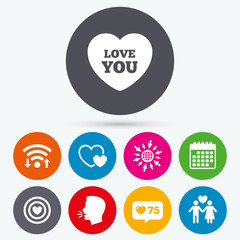 Valentine day love icons. Target aim with heart.