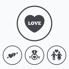 Valentine day icons. I love you ring sign.