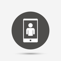 Video call sign icon. Smartphone symbol.