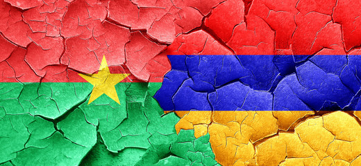 Burkina Faso flag with Armenia flag on a grunge cracked wall