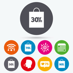 Sale bag tag icons. Discount symbols.