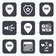 Sale pointer tag icons. Discount symbols.