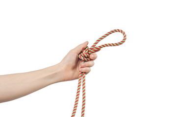 hand holding the rescue rope.