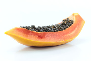 papaya fruits on white background