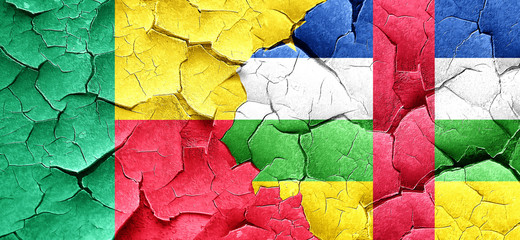 Benin flag with Central African Republic flag on a grunge cracke