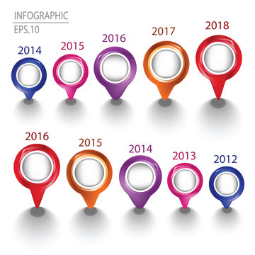 Timeline Infographic and diagrams round buttons. Vector elements for infographic. Modern template for your work