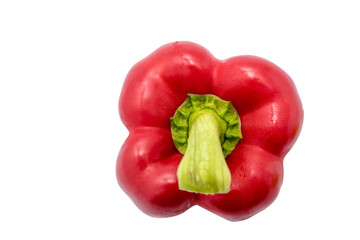 Top view red bell pepper, paprika isolated on white background