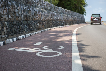 White bicycle sign or icon on the road