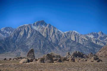   shark fin and mount whitney at alabama hills , california