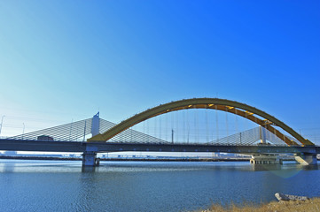 The steel structure bridge at the seaside