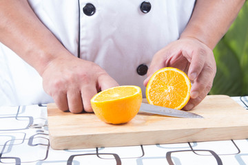 cutting orange