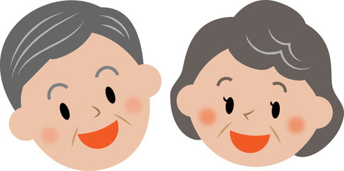 老夫婦と孫　笑顔　アイコン
