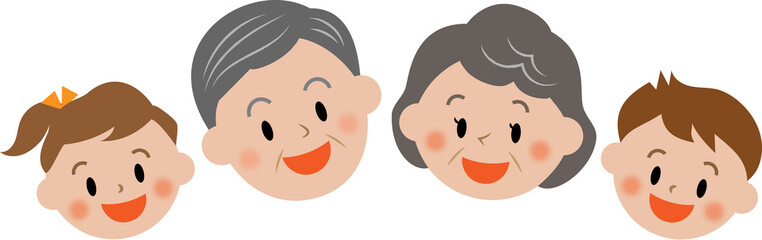 老夫婦と孫　笑顔　アイコン
