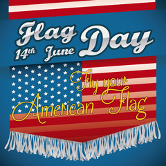 Flag Day Design with American Flag with Fringes, Vector Illustration