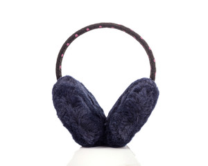 Black protective accessory like hats from cold to the ears isola