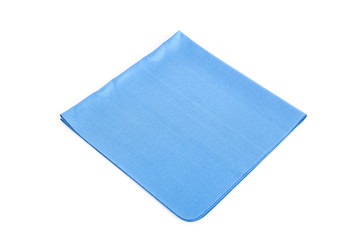 New blue microfiber cloth isolated on white
