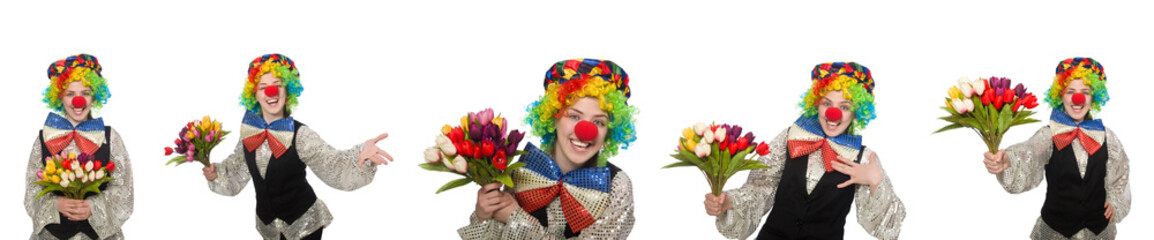 Female clown isolated on white