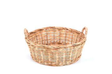 Handmade rattan basket isolated on white background