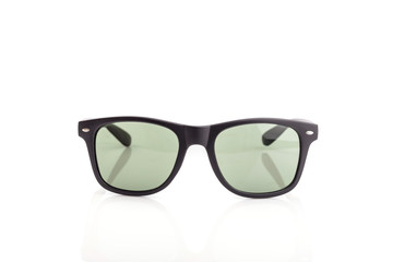 Close up black eye glasses isolated on white